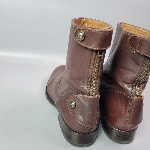 Frye Melissa Button Zip Short Ankle Boots Brown Womens Size 8.5 M - Picture 10 of 16